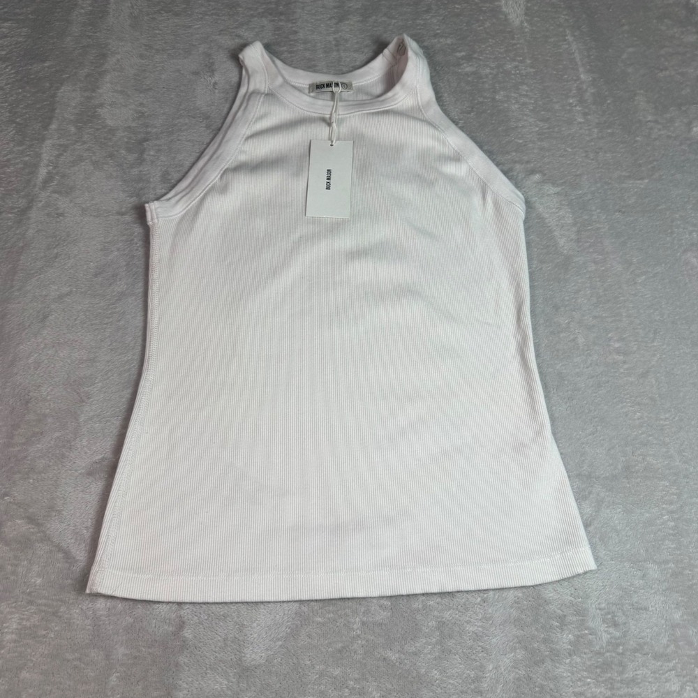 NWT $45 Buck Mason Womens White Surplus Rib Tank L Large Sleeveless